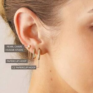 Made by Mary Pearl Chain Huggie Studs